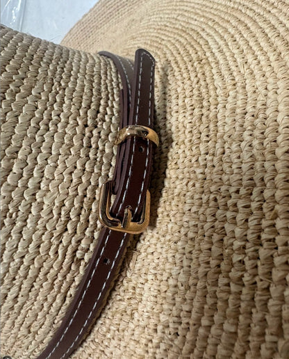 miu Cord-Trim Raffia Cowboy Hat