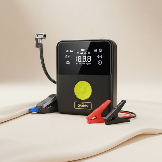 בוסטר התנעה לרכב משולב קומפרסור פנס מטען נייד