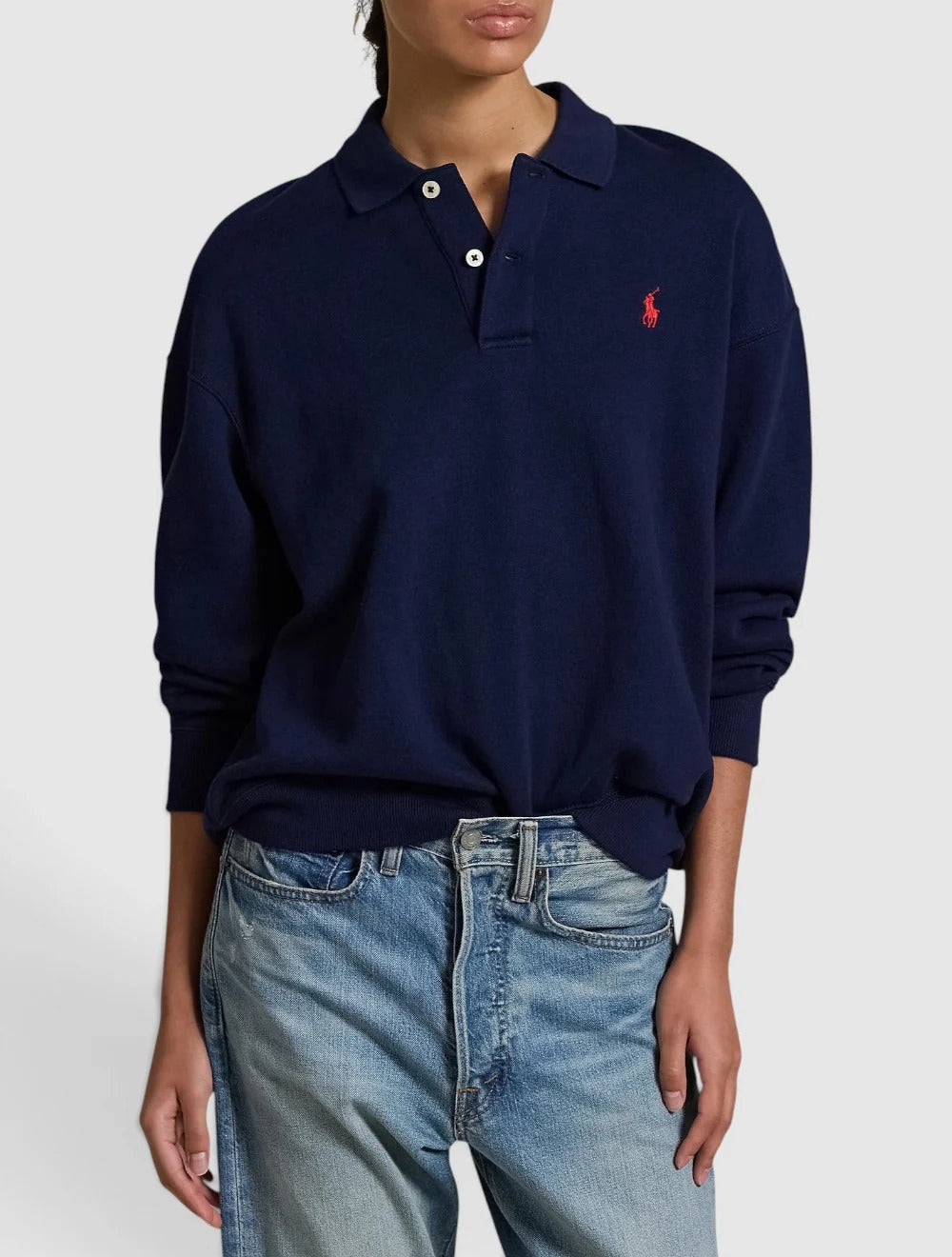 Polo-Collar Fleece Pullover
