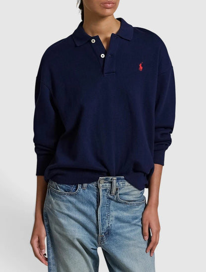 Polo-Collar Fleece Pullover