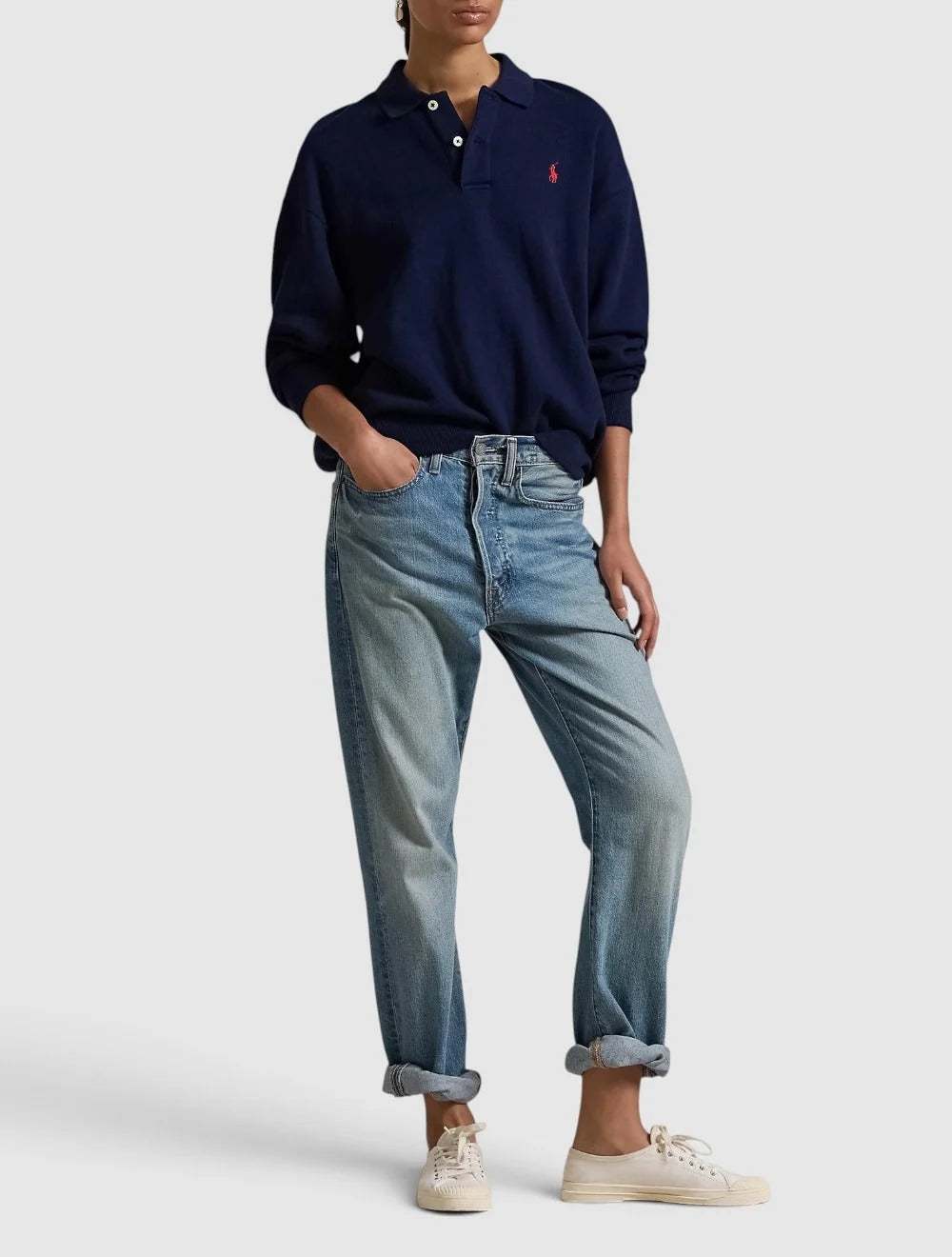 Polo-Collar Fleece Pullover